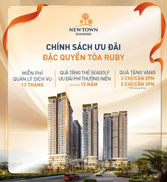 CĂN HỘ BIỂN NEWTOWN DIAMOND - CHÍNH THỨC RA MẮT TÒA THE RUBY –  GIÁ CHỈ TỪ 3,398 TỶ