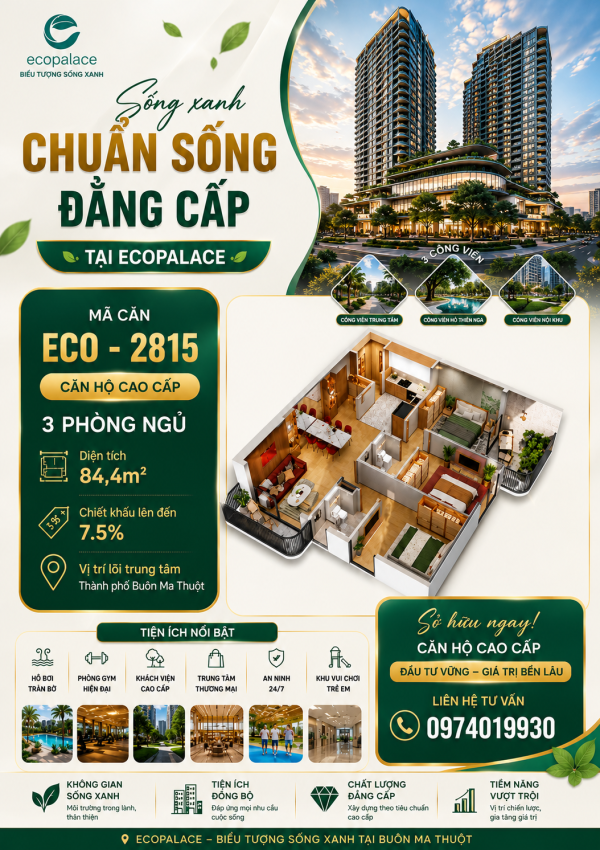 CHỈ 3 TỶ 700 TR CÓ NGAY CĂN HỘ 3PN MAI HẮC ĐẾ- TRUNG TÂM BMT