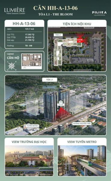 💎 SIÊU PHẨM CĂN GÓC 3BR+  VIEW TUYẾN METRO TẠI MASTERISE HANOI SEASONS GARDEN  - KHÔNG CHỐT LÀ
