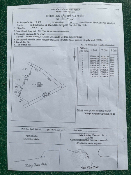 Bán đất tặng nhà, diện tích 1140m2 full đất ở tại Thạnh Đức, Gò Dầu, Tây Ninh